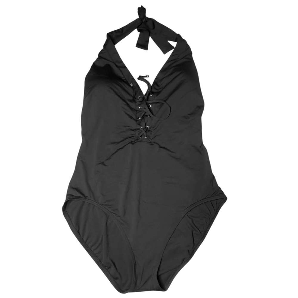 Michael MICHAEL KORS Black Lace Up Tie Up low back One piece swimsuit Size 14